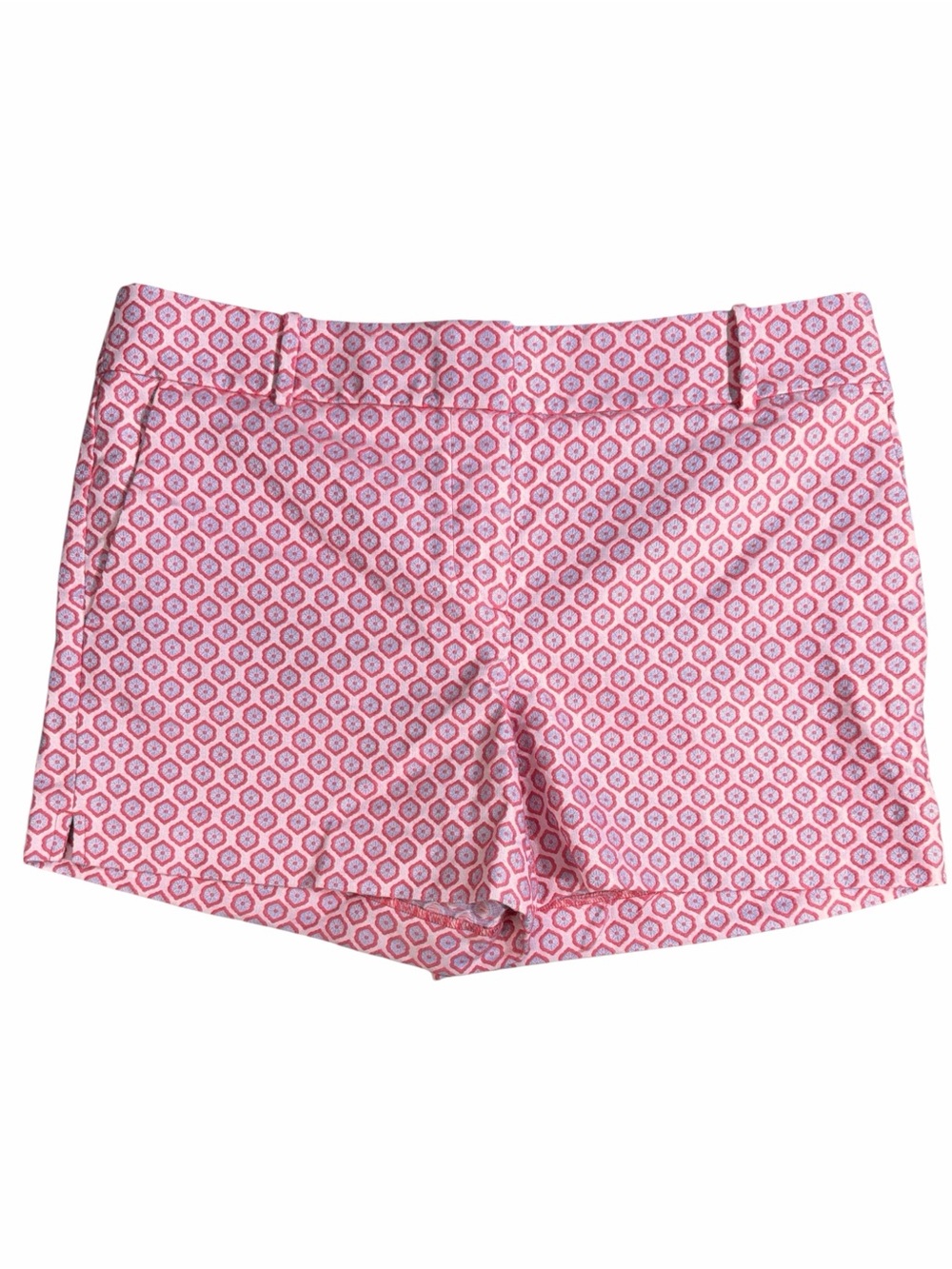 LOFT Pink & White Geo-Print Bermuda Shorts. EC. Size 10